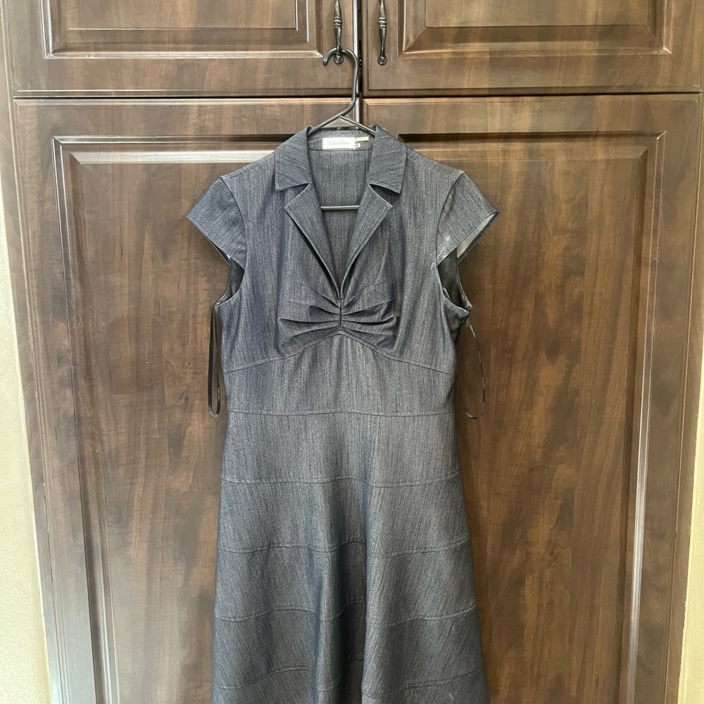 Calvin Klein Charcoal Cap Sleeve Midi Dress